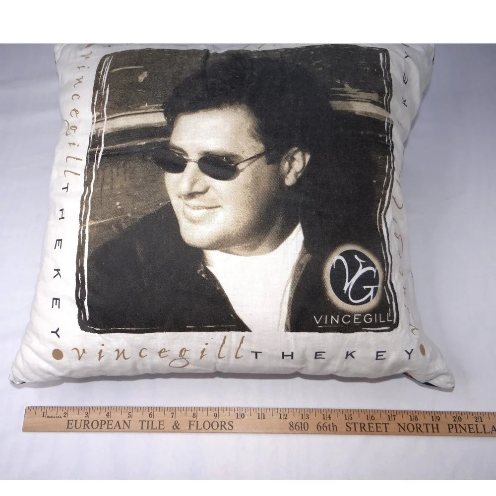 Vintage Vince Gill‎ The Key DIY Throw Pillow Decorative Music Memorabilia